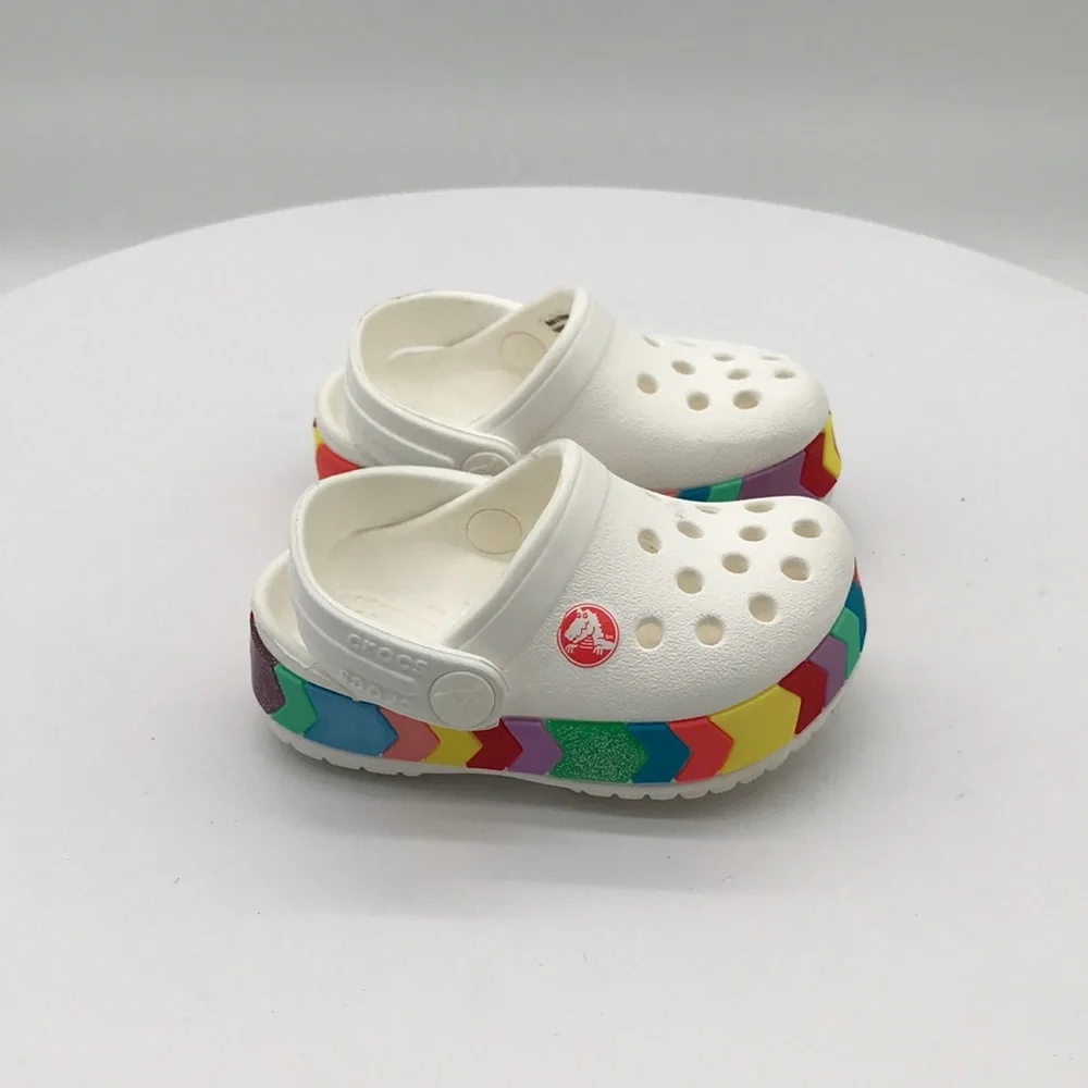 Crocs Kids Classic White Rainbow Clog size C 4 US